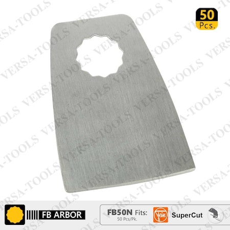 Versa Tool 52mm Flat Cut Stainless Steel Scraper Fits Fein Supercut Oscillating Tools, PK 50 FB50N